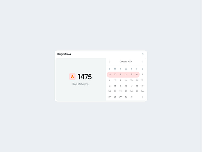 Daily Streak app app design calendar daily daily streak design gamification ui ui design uidesign ux design web design