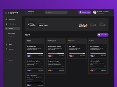 GoalSync design goal manager progress task taskmanager ui ux