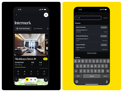 Real Estate 🏡 app dark mode ios real estate search ui ux