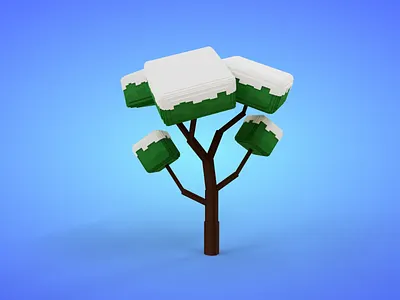 Voxel Snowed Tree 4.5 Model - 3D Lowpoly Game Asset 3d 3d model fantasy game asset lowpoly magicavoxel snow snowed voxedit voxel art