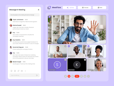 MeetFlow - Meeting AI branding figma figmadesign meetingmanagement productivity slackintegration uidesign uiux