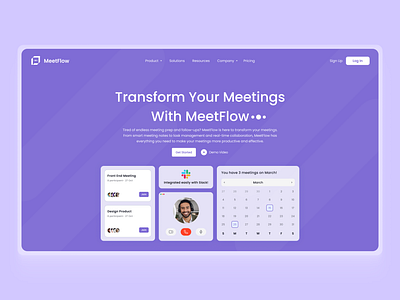 MeetFlow - Meeting AI branding figma figmadesign meetingmanagement productivity slackintegration uidesign uiux