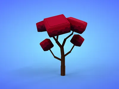 Voxel Snowed Tree 4.6 Model - 3D Lowpoly Game Asset 3d 3d model fantasy game asset lowpoly magicavoxel red voxedit voxel art wood