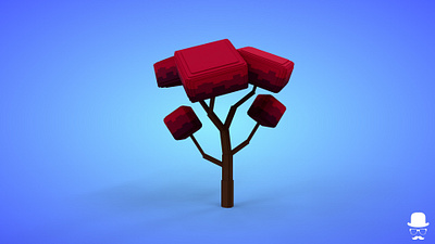 Voxel Snowed Tree 4.6 Model - 3D Lowpoly Game Asset 3d 3d model fantasy game asset lowpoly magicavoxel red voxedit voxel art wood