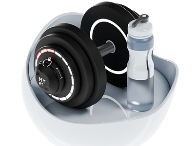 Big sport icon #002 - GYM 3d render b3d blackandwhite blender bottle clear dumbbell egg fitness gym icons iso isometric sport white