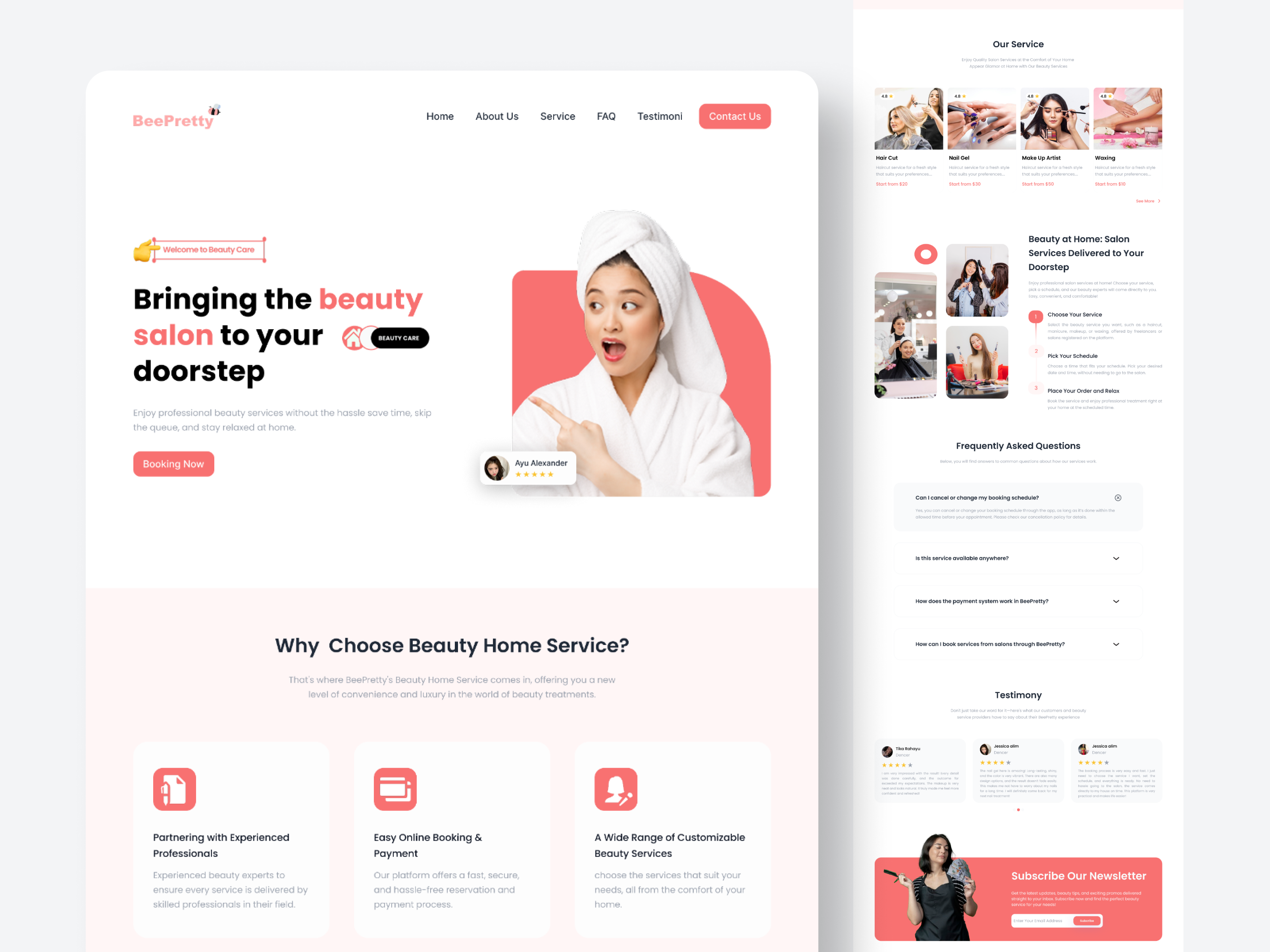 Online Booking Website for Home Beauty Services beautyathome beautyonline beautyprovider designshowcase homeservice landingpage responsivedesign uxuidesign webdesign webdesigninspiration websiteinspiration