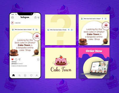 Social Media Posts Animation I Cake Town 3d ads advertisement animation bakery branding cake posts car sticker graphic design illustration logo motion design motion graphics social media posts ui