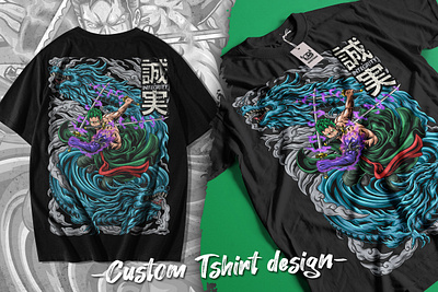 Roronoa Zoro Artwork Tshirt Design anime artwork branding cartoon character design clothing custom design digital art drawing graphic design illustration manga onepiece shirt streetwear tshirt tshirt design urban vector