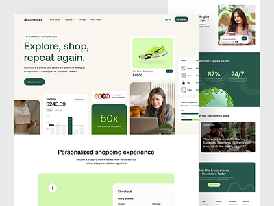 Commurz - Ecommerce landing page app branding design graphic design illustration logo typography ui ux vector