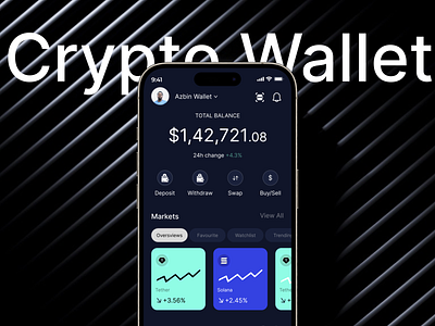 Crypto Wallet Mobile App 3d animation branding graphic design logo ui