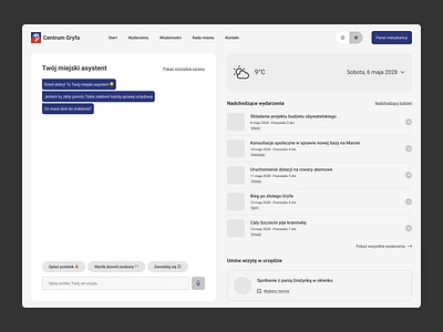 Smart City Platform for Residents - Concept Wireframe ai bot chat city hackathon hall interface modern panel platform service ux website wireframe