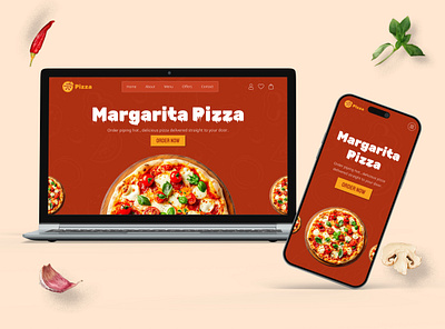 Pizza Website mockup app clean creative design designer99studio food food landing page food website order now pizza pizza app pizza design pizza landing apge pizza mokup pizza theme pizza ui design pizza website ui ux