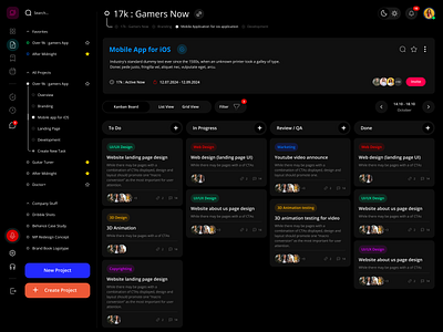 Admin Dashboard app design application board branding dadshboard dark theme design kanban light mode ui ux web