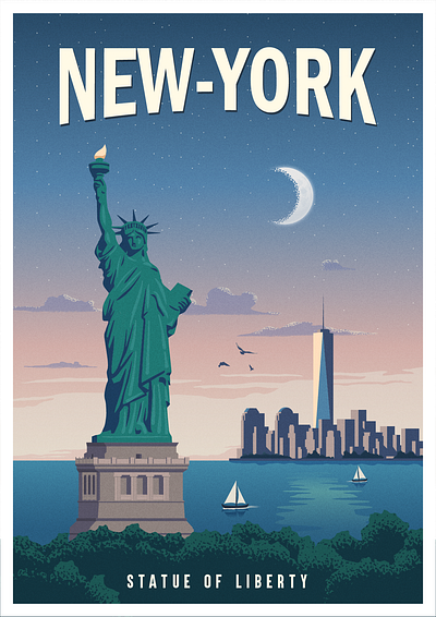 New York Travel Poster graphic design new york new york poster nyc poster nyc travel poster poster design poster illustration retro poster travel poster vector art