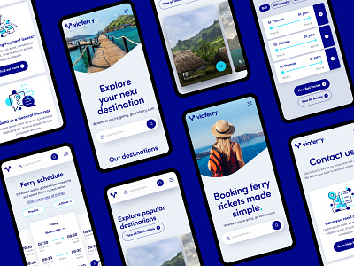 Viaferry Ferry booking mobile agency app booking branding design illustration logo marketing travel travelling ui ux web