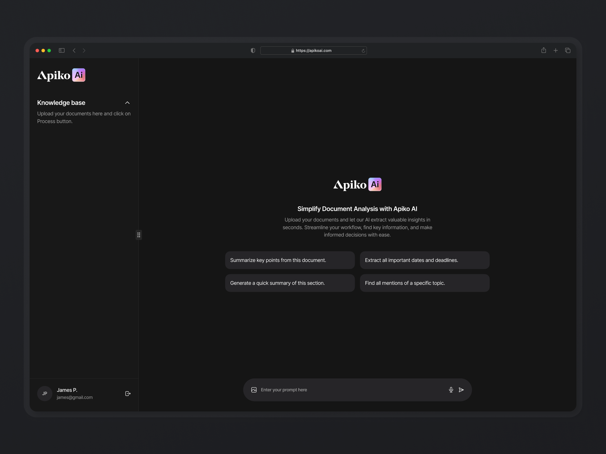Example of Apiko AI - AI Chat Assistant for Documents Exploration