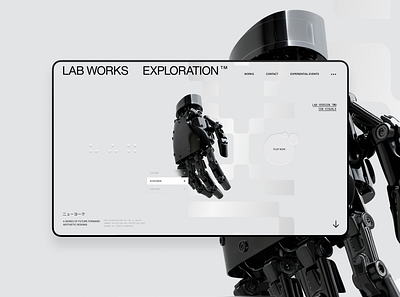 LAB WORKS EXPLORATION (SE) 001 clean concept contemporary creative creative direction cyber design freelance grey lab minimal robot robotic tech tech wear ui ui design user interface web design website