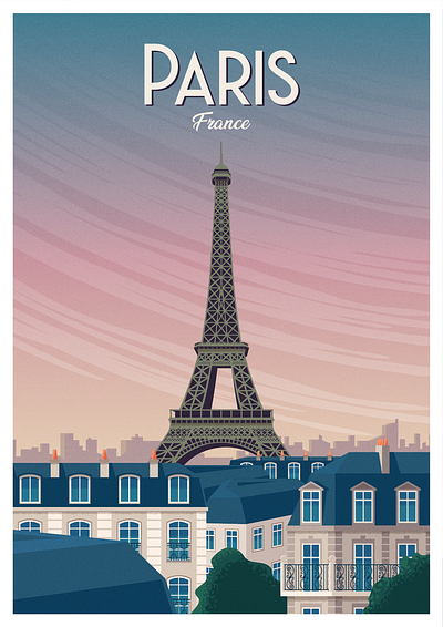 Paris Travel Poster design france france poster france travel poster graphic design paris paris poster paris travel poster poster design retro poster travel poster vector art