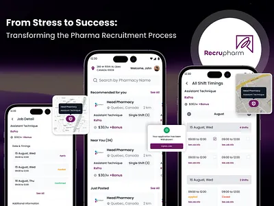 Recrupharm | Real-Time Shift Management for Pharmacies android mobile app development ui