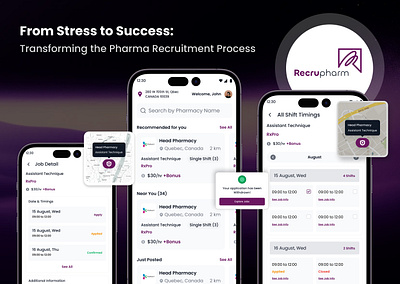 Recrupharm | Real-Time Shift Management for Pharmacies android mobile app development ui