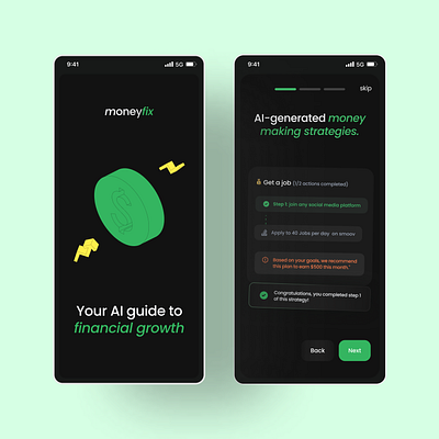 AI finance app onboarding branding design graphic design illustration logo minimal typography ui ux vector