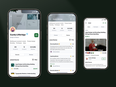 Courses & Learning On-the-Go - Mobile App Design 3d about section branding clients feedback cour courseplatform designcommunity designinspiration educationapp graphic design interactivelearning learningapp minimaldesign motion graphics onthegolearning overview profile screen progresstracking reviews ui