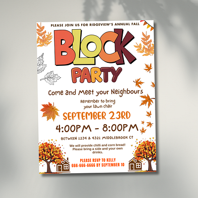 Block Party Flyer block party flyer design designer flyer freelancer graphic design halloween flyer party flyer