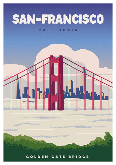 San Francisco Travel Poster california poster design graphic design illustration poster design retro poster san francisco san francisco illustration san francisco poster san francisco travel poster travel poster vector art