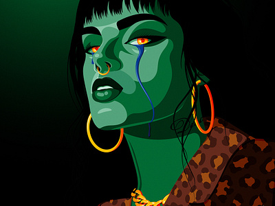 "Dark Betty" - Halloween Edition adobe illustrator betty contrast daily art dead fellaz flat design green halloween illustration portrait spooky vector vector illustration woman zombie