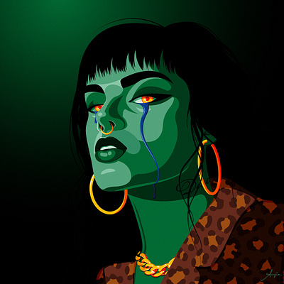 "Dark Betty" - Halloween Edition adobe illustrator betty contrast daily art dead fellaz flat design green halloween illustration portrait spooky vector vector illustration woman zombie