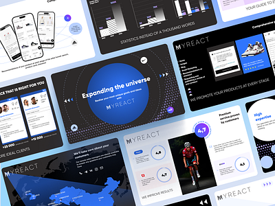 My react pitch deck black and white cards graphic design map modern pitch deck presentation slide slides sport sport shop ui