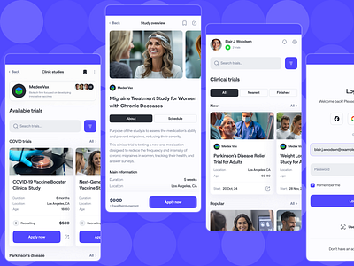 Clinical trials app clinic clinical trials design elena sinianskaya health healthcare medical medicine mobile mobile app mobile application olena synianska studies trials ui uiux ux webdesign