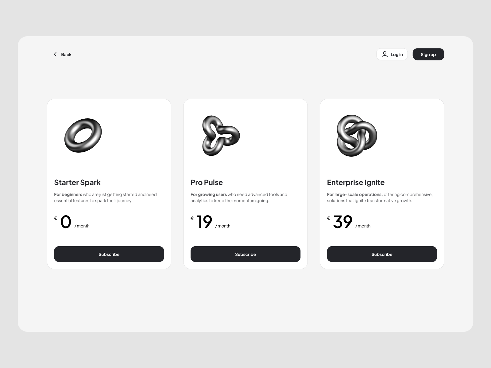 Monochromatic subscription cards animation clean illustration jitter minimal monochromatic product design saas subscription