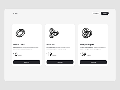 Monochromatic subscription cards animation clean illustration jitter minimal monochromatic product design saas subscription