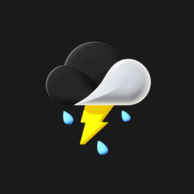 Weather Icon 3d app icon clouds dark icon illustration rain spline weather