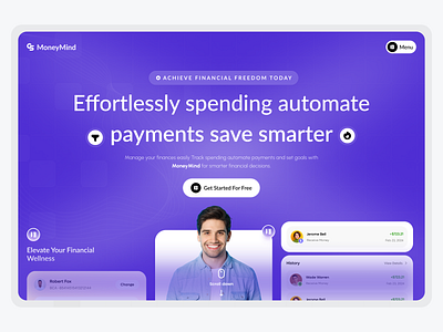 MoneyMind Landing page banking banking landing page design finance landing page money mind website moneymind landing page ui ux website