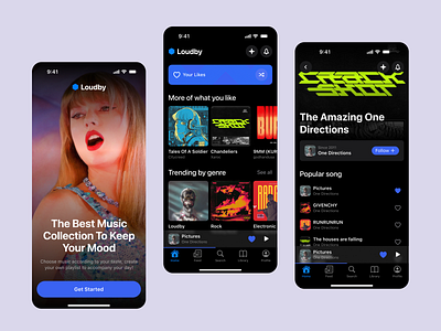 Loudby - Music Player Mobile App app design apple music audio concert app event interface label minimal mobile app mobile design music music player player ui playlist podcast podcasts sound spotify streaming