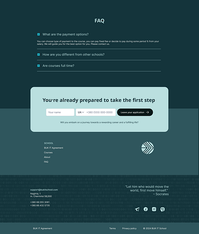 BUK IT School Landing Page Web Design angular faq footer it it school landing newsletter python school ui uiux ux uxui web webdesign