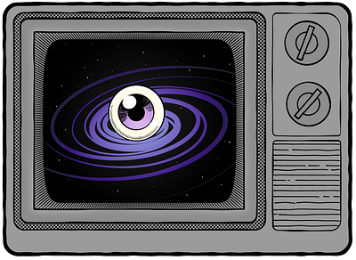 Lose yourself design eyeball graphic illustration space spiral galaxy stars texture tv