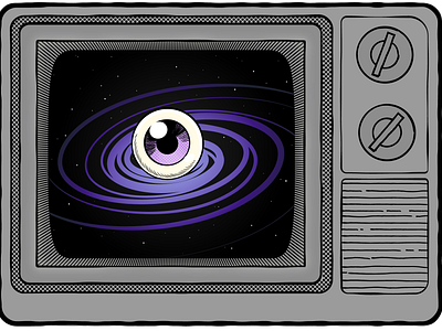 Lose yourself design eyeball graphic illustration space spiral galaxy stars texture tv