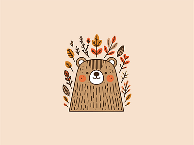 Autumn themed Brown Bear animal autumn bear brown graphic design orange