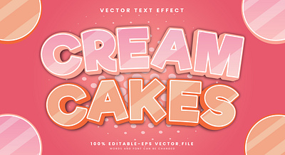 Cream Cakes 3d editable text style Template cool