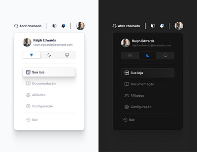 Profile Dropdown / Light & Dark accessibility design interface product design saas ui ux uxui