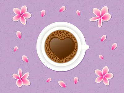 Сup of coffee with heart and flowers branding coffee coffee heart cup pf coffee design digitalart digitalillustration flowers graphic design heart illustration pink vector vector illustration vectorart