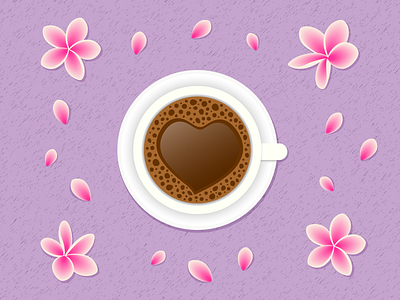 Сup of coffee with heart and flowers branding coffee coffee heart cup pf coffee design digitalart digitalillustration flowers graphic design heart illustration pink vector vector illustration vectorart