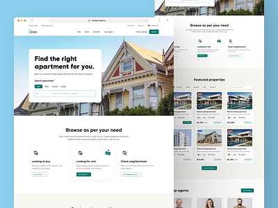 Estate - Real Estate Website Home Page Design agent auction buy details homepage listing minimal modern property realesate rent ui ux web design