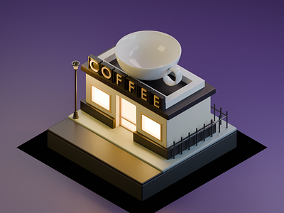 3D Coffee shop 3d 3d animation animation assets blender c4d coffee color design games max maya modeling motion graphics redshift v ray