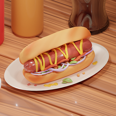 Hot Dog 3D Stylized Illustration 3d 3d art 3d icon 3d illustration 3dartwork 3ddesign blender design fastfood hotdog hotdogsausage illustration picnicfood ui