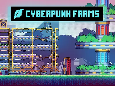 Cyberpunk Farm Pixel Art Asset Pack 2d art asset assets cyberpunk farm game game assets gamedev illustration indie indie game pack pixel pixelart pixelated rpg set