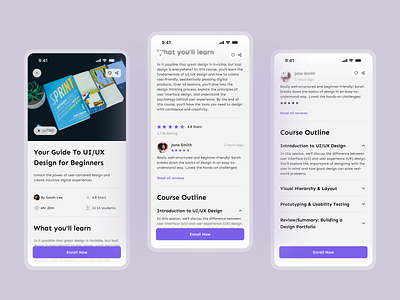 Course Details app design illustration minimal minimalist ui ux